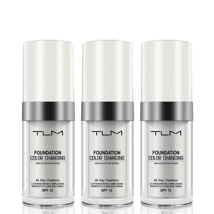 3Pcs Tlm Concealer Cover Cream Flawless Colour Changing Warm Skin Tone Foundation Makeup Base Nude Face Liquid Cover Concealer