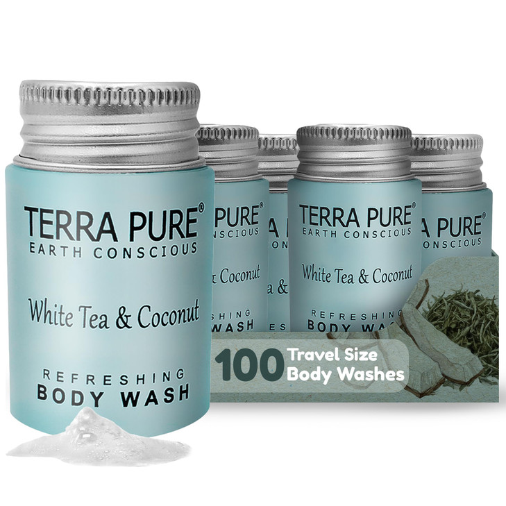Terra Pure 100 Count 1 Oz Body Wash Bulk Travel Size Hotel Toiletries