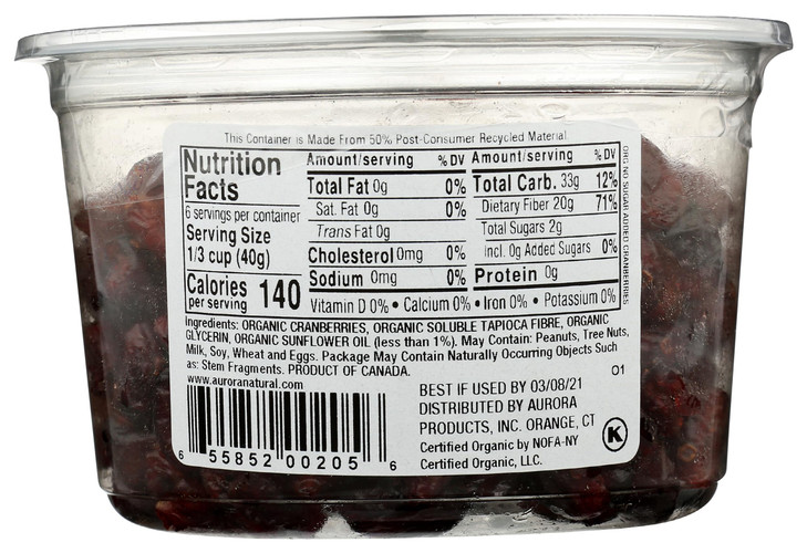 Aurora Products Organic Dried Cranberries 9 Oz