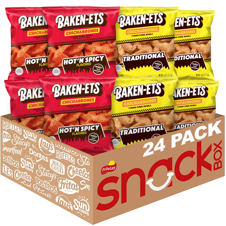 Baken Ets Pork Rinds Variety Pack 0.625 Ounce Pack Of 24