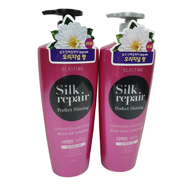 Elastine Silk Repair Perfect Shining Shampoo And Conditioner 550Ml 18.6 Fl.Oz Each