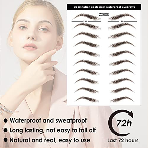 Dageda Brown 40 Pairs 4D Eyebrow Transfers Stickers Natural Longlasting