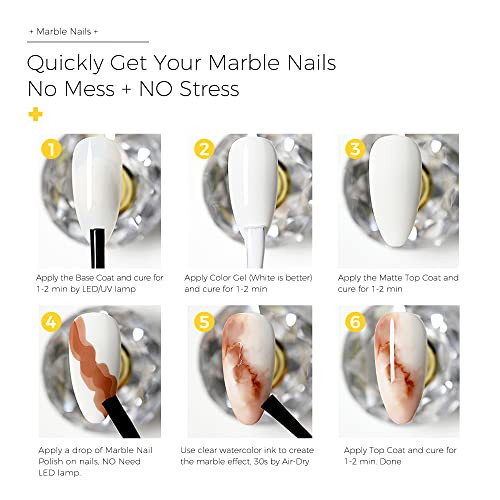 Burano Nails Ink Marble Polish For Nails Marble Gel Blooming Polish 8 Pcs