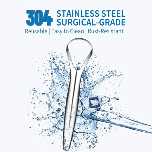 Cafhelp 2 Pack Tongue Scraper 100 Percent 304 Surgical Stainless Steel Tongue Cleaner For Both Adults And Kids Professional Reduce Bad