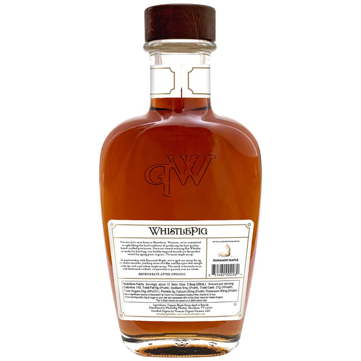 Whistlepig Rye Colaboration With Runamok Maple Whiskey Barrel Aged Maple Syrup 12.7 Fl Oz 375Ml