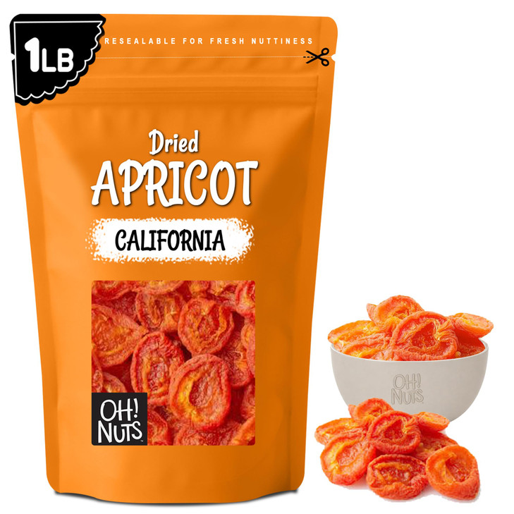 Oh Nuts Dried Apricots No Sugar Added California Apricot Fruit Snack 1Lb