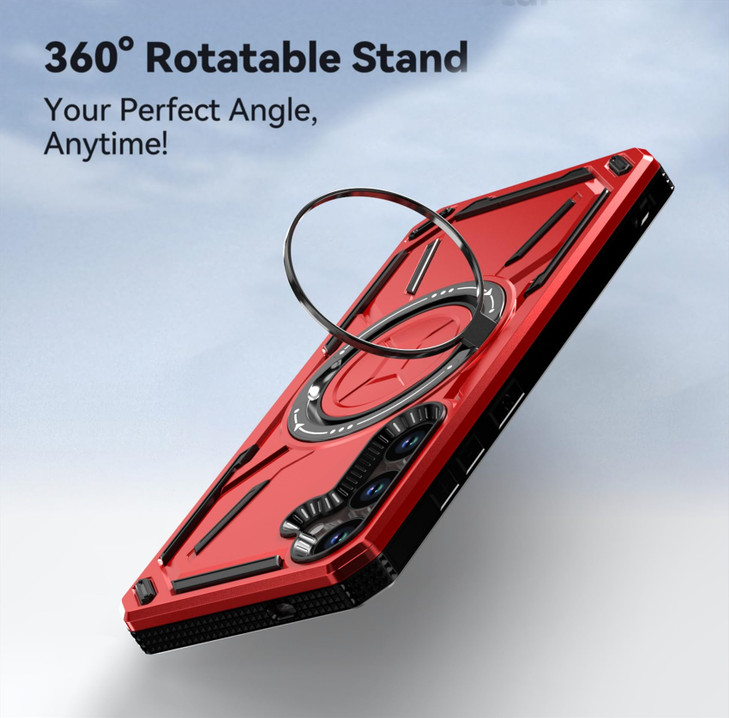 Ephoou for Samsung Galaxy S24 FE Armor Case with 360° Ring Kickstand, Dual Layer Military Grade Heavy Duty Shockproof Protection Rugged Phone Case Co