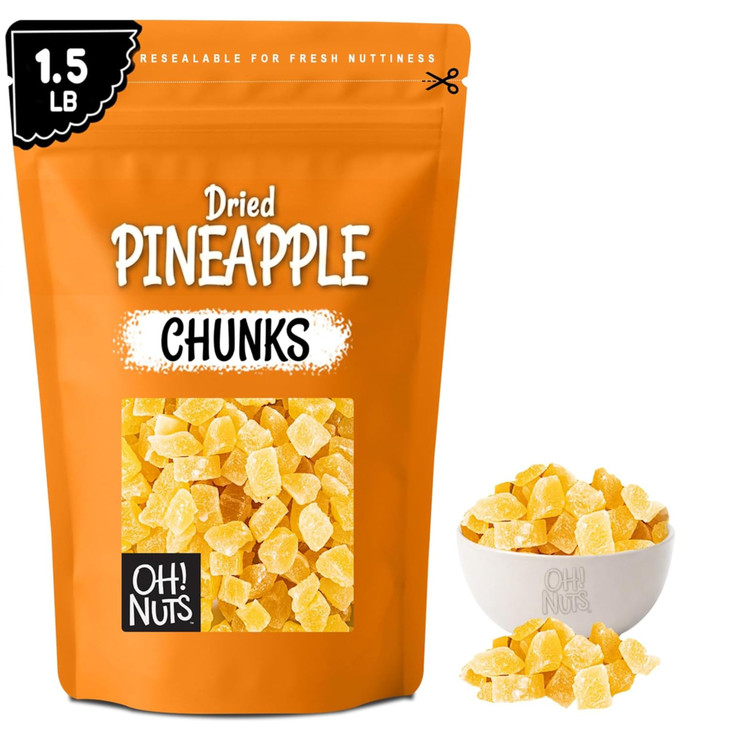 Oh Nuts Dried Pineapple Chunks 1.5Lb Dehydrated Fruit Bites