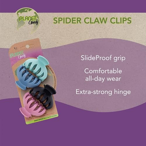 Goody Planet Spider Claw Hair Clip 4 Count Assorted Bright Colors Medium To Long Hair Long Lasting And Will Not Slip Pain Free Hair