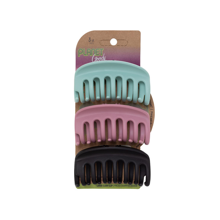 Goody Planet Sustainable Round Claw Clips 3 Count Assorted Bright Colors Great For Easily Pulling Up Your Hair Pain Free Hair Accessories