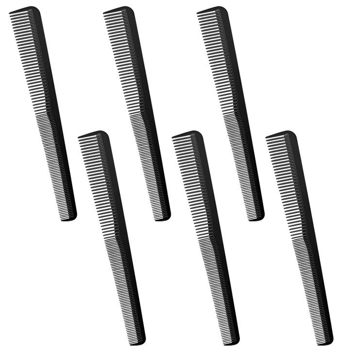 Boao 6 Pieces Tapered Comb Loc Barber Hair Combs Carbon Fiber Black