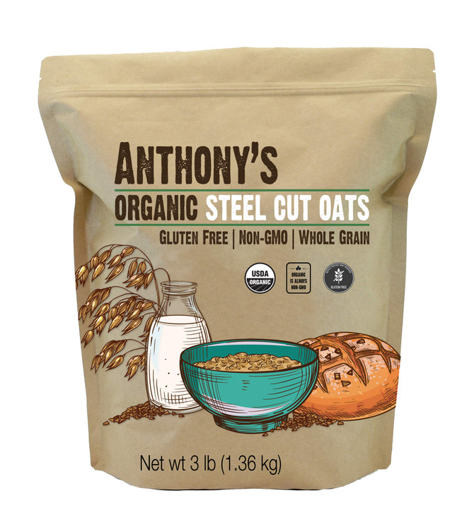 Anthony S Organic Steel Cut Oats 3 Lb Gluten Free Non Gmo Irish Oatmeal Whole Grain