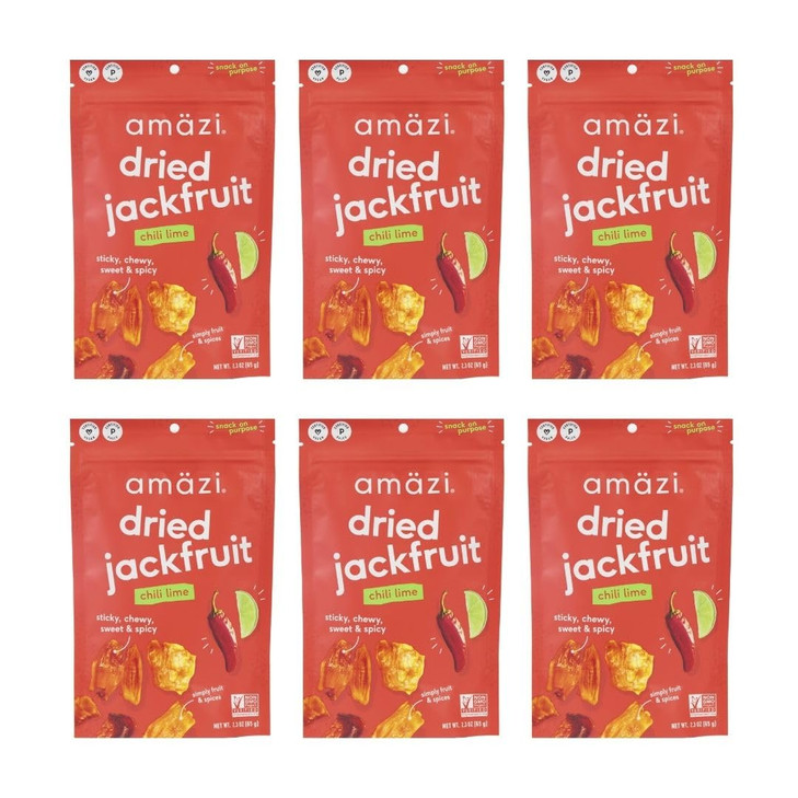 Amäzi Foods Chili Lime Dried Jackfruit 6 Pack All Natural Snacks Gluten Free Healthy Dried Fruit Snacks
