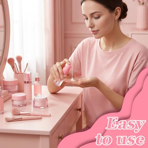 Xingzi 12Pcs 10Ml 0.34Oz Portable Empty Refillable Clear Plastic Lotion Pump Bottle With Pink Press Pump Head Cosmetic Make Up Face Cream