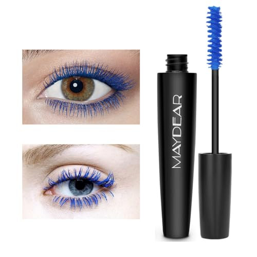 Maydear Blue Waterproof Mascara For Eyelashes Long Lasting Smudgeproof Color For Women Fast Dry Lengthening Eye Makeup For Party And Stage
