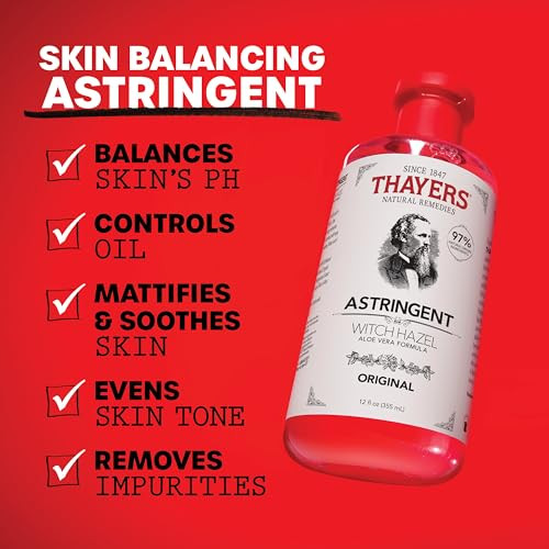 THAYERS Original Witch Hazel Astringent with Aloe Vera, 12 Ounce Bottle