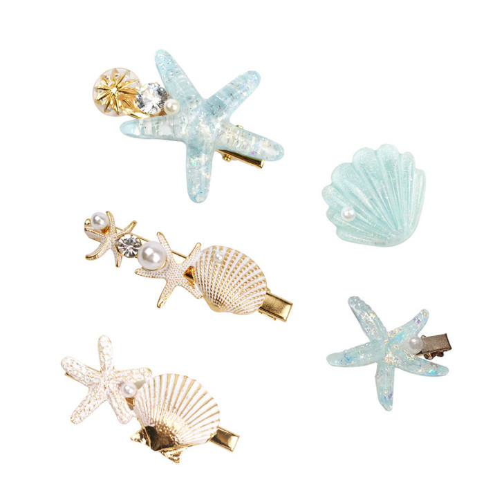 Shell Pearl Starfish Hair Clip Set Princess Hair Clips For Women Girls