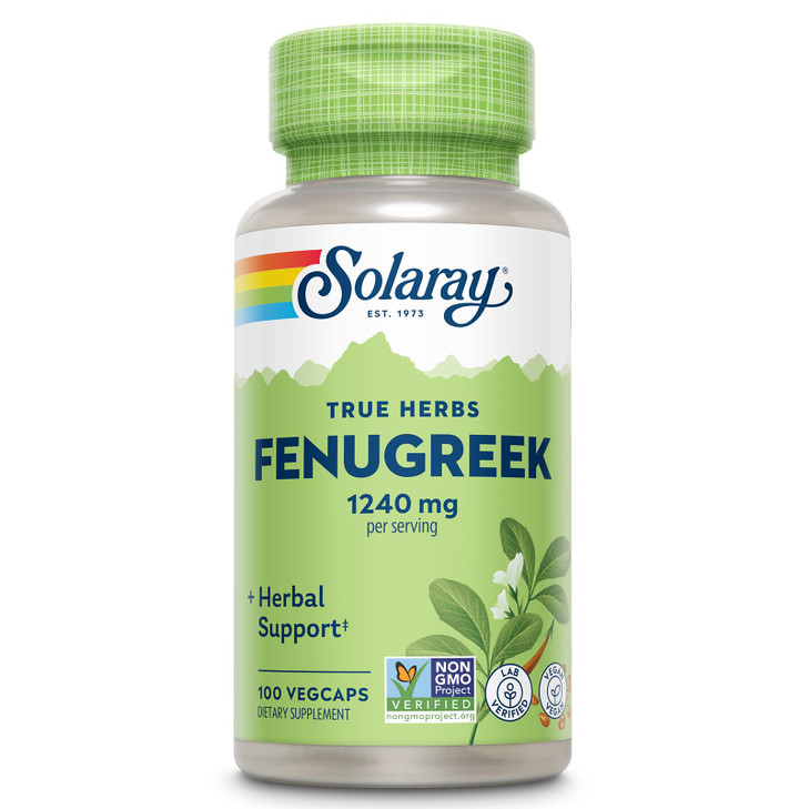 SOLARAY Fenugreek Seed 1240 mg, Healthy Digestion Support and More, Vegan and Lab Verified for Quality, 50 Servings, 100 VegCaps