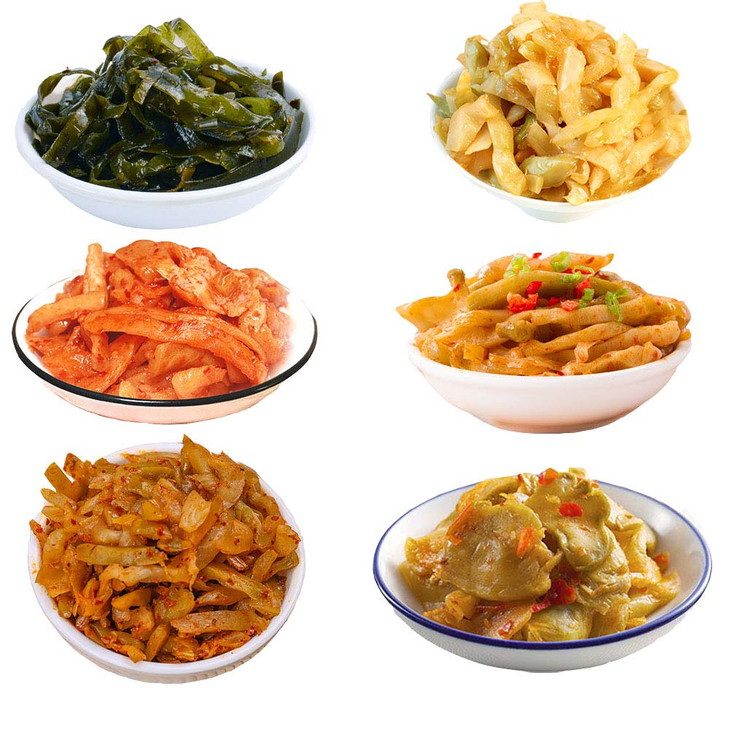 Helenou666 Pickled Vegetables Preserved Kelp Dried Seaweed Spicy Radish Zhacai 6 Flavor Assortment 6