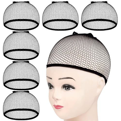 Morgles Mesh Wig Caps 6 Pack Closed End Black Hair Nets For Women Men
