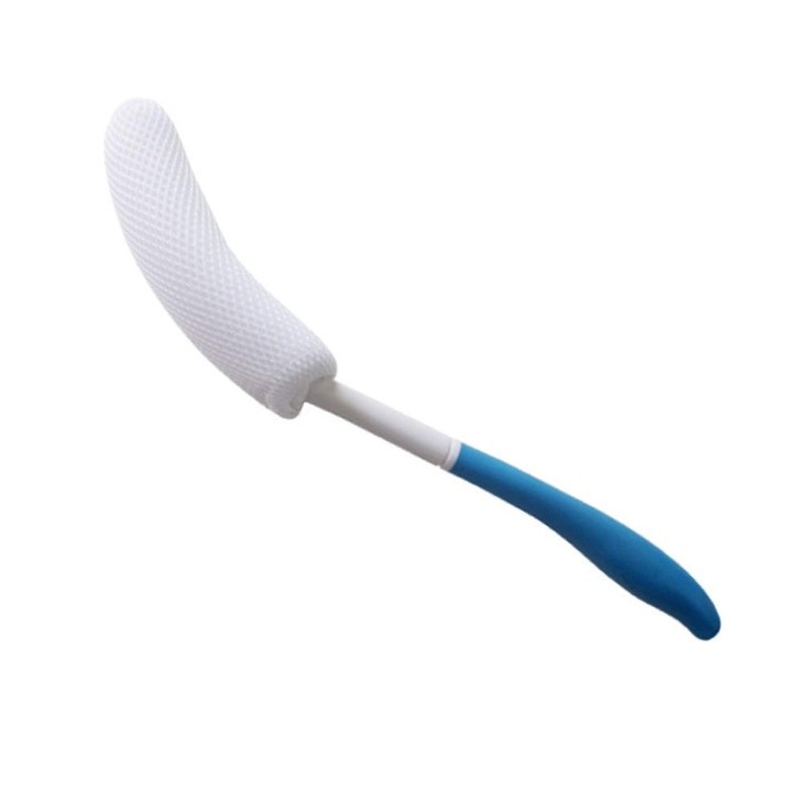 Magideal Vinyl Quote Me Long Anti Slip Curve Handled Bath Body Brush Easy Reach For Seniors Suitable For Elderly Pregnant Aid Bathing And