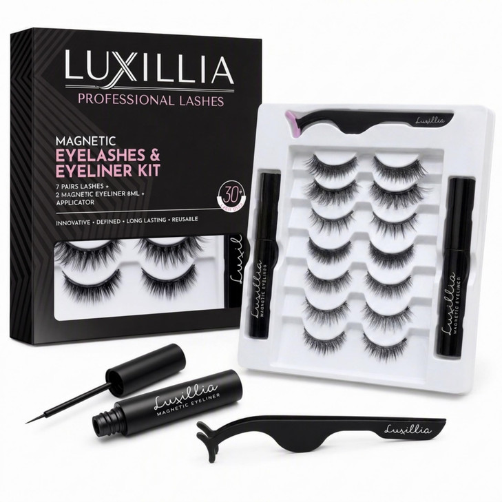 Luxillia Magnetic Eyelashes With Applicator Kit 7 Pairs Natural Lashes