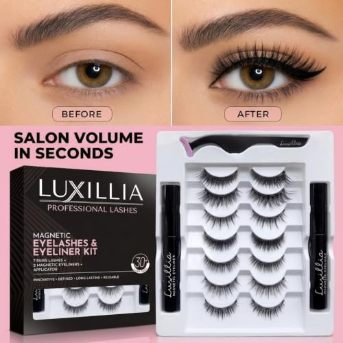 Luxillia Magnetic Eyelashes With Applicator Kit 7 Pairs Natural Lashes