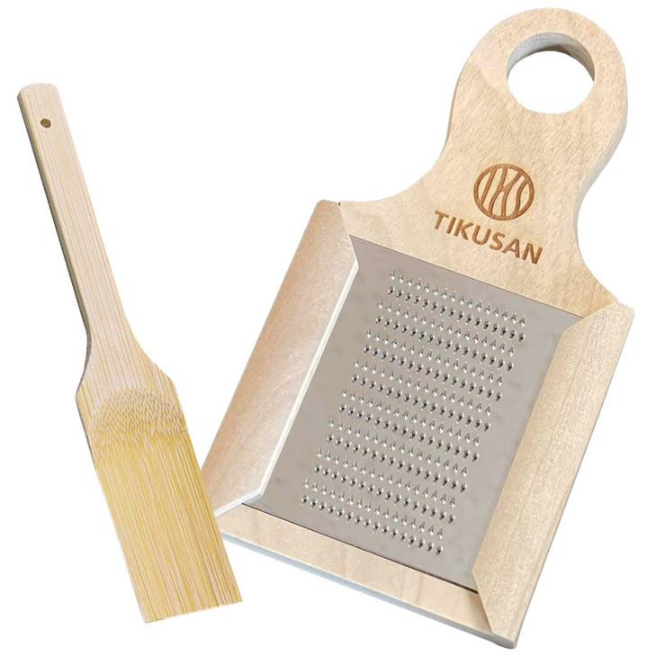 Tikusan Japanese Wooden Wasabi Grater Wasabi Oroshi For Ginger And Garlic With Bamboo Brush Made In Japan