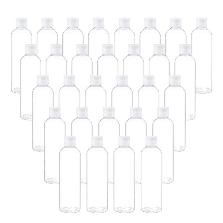 Trendbox 8Oz 250Ml Clear Bottles With Flip Cap Lid Bpa Free Travel Containers For Shampoos Lotions And Massage Oils 30 Pack