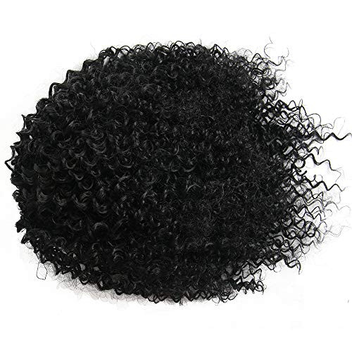 Short Afro Kinky Curly Ponytail Hair Piece For African American Ponytail Extension Synthetic Afro Kinky Curly Ponytail For Women Black 1B
