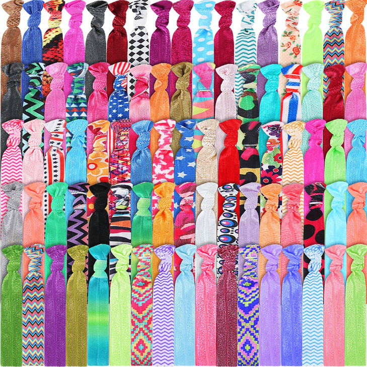 Syhood 200 Pcs Elastic Ribbon Hair Ties Bulk No Crease For Women