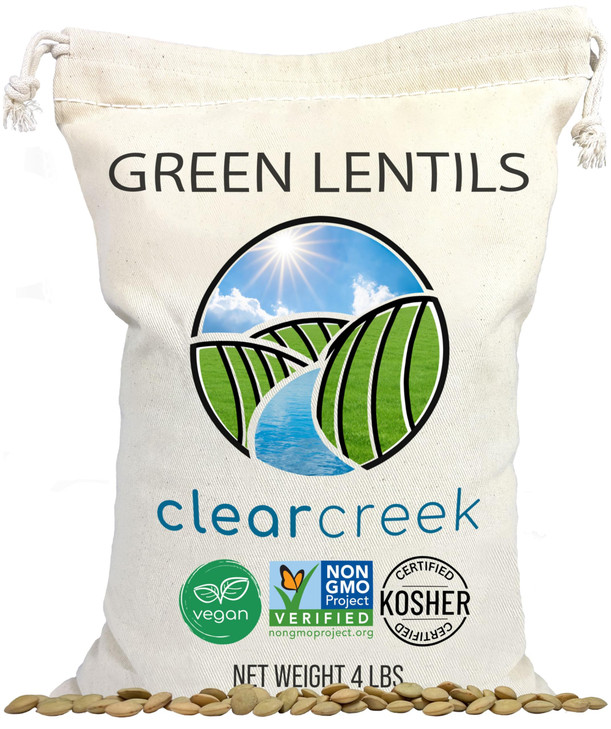 Clear Creek Green Lentils Project Non Gmo Verified 4 Lb Vegan Non Irradiated Will Sprout Kosher Vegan