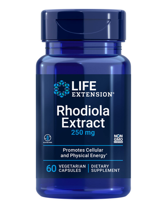 Life Extension Rhodiola Extract, Rhodiola rosea Supplement, standardized Extract, Promotes Physical and Mental Performance, Gluten-Free, Non-GMO, Veg