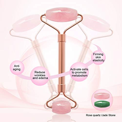Zs Zeshin 2 Pack Jade Roller And Rose Quartz Face Set For Facial Relaxation