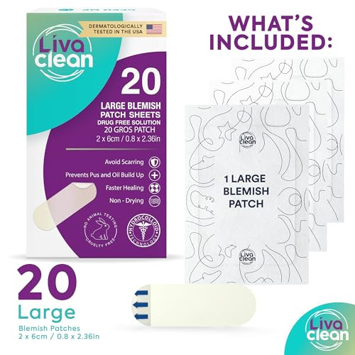 20Ct Large Pimple Patches For Face Xl Hydrocolloid Patch Pimple Patch Strips For Nose Chin Body Forehead Big Blemish Patches Clear Zit
