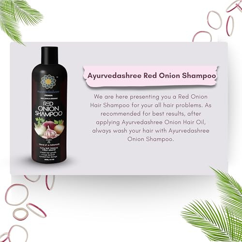 Ayurvedashree Red Onion Hair Growth And Hair Fall Control Shampoo With Curry Leaf Hibiscus Indian Alanket Blend Of 14 Botanicals 200Ml Sls