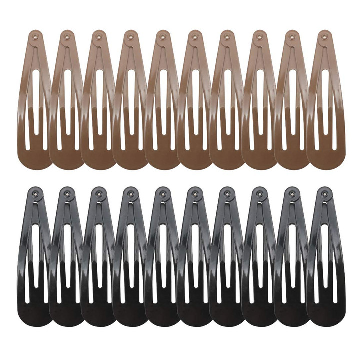 20 Pieces 2.7 Big Size No Slip Metal Snap Hair Clips Women Barrettes Black Hair Pins 10 Black 10 Brown