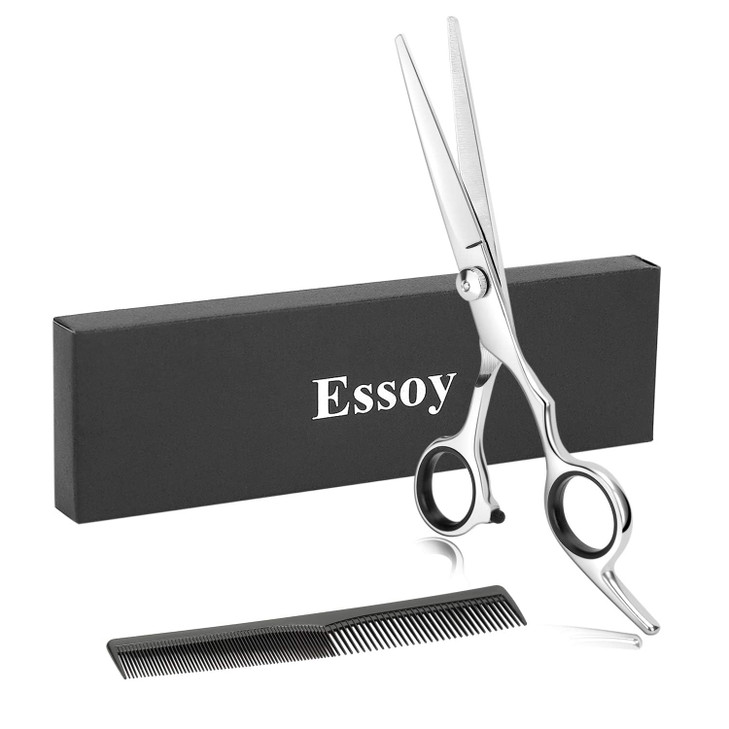 Essoy Professional Hair Cutting Scissors Shears 6.5 Inches Stainless Steel Haircut Scissor With Fine Adjustment Screw For Home Salon Barber