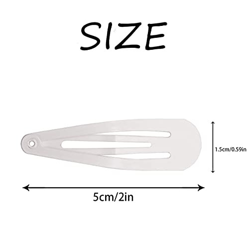 Dofash 5Cm 2In White Snap Hair Clips Metal Hair Grips Hair Accessories For Women 12Pcs White