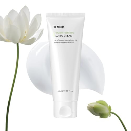 Rovectin Calming Lotus Cream Lightweight Hydrating And Soothing Moisturizer Face Cream For Sensitive Skin 75 Percent Lotus Water Extract And
