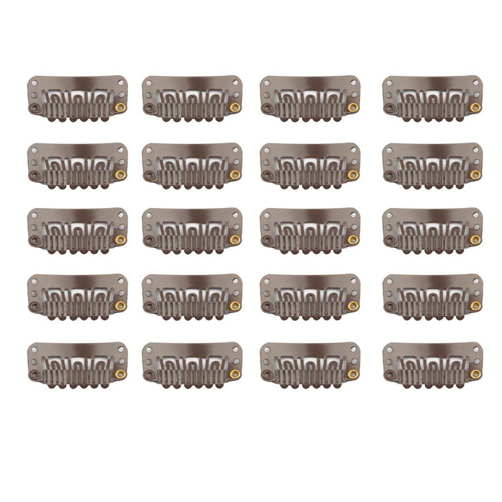 20 Pcs Stainless Steel U Shape Snap Clips For Wigs Hair Extensions Hairpieces Wig Accessories Dark Brown