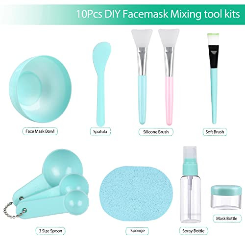 Fenshine Face Mask Mixing Bowl Set Facial Mask Mixing Tool Kit With Plastic Mask Bowl Silicone Mask Brushes Measuring Cup Stick Spatulas