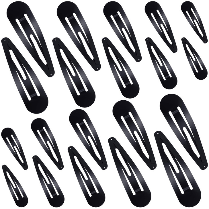 Willbond 40 Pcs Barrettes Women Large Metal Hair Snap Clips Black