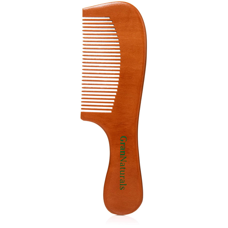 Grannaturals Wooden Comb With Handle Fine Wood Toothed Styling And Grooming Tools For Men And Women Detangler For Beards Mustache Anti