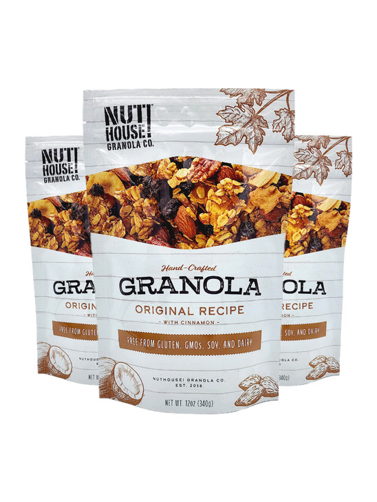 Nuthouse Granola Company Premium Original Recipe Granola Certified Gluten Free Non Gmo Kosher Vegan Soy Free 12 Oz. Bag 3 Pack