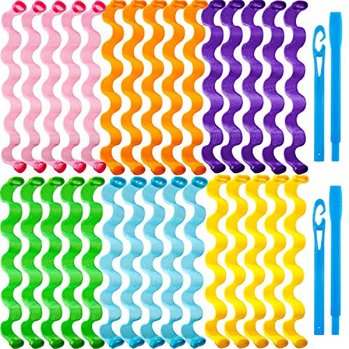 Willbond 30 Pieces Heatless Waves Curlers Spiral Curls Styling Kit 11.8 In