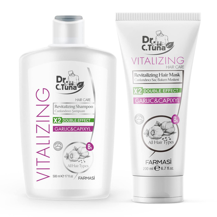 Farmasi Dr. C. Tuna Vitalizing Garlic Shampoo And Hair Mask Natural Treatment For Hair Growth Prevents Loss Stimulates Growth With Capixyl