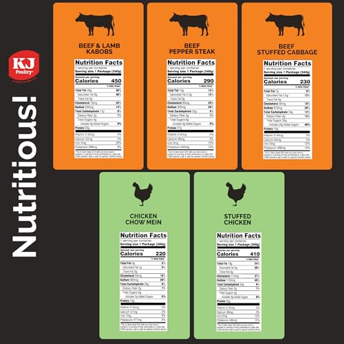Kj Poultry Kosher Ready Meals 5 Pack Variety Beef And Chicken Prepared Entree Fully Cooked Shelf Stable Microwave Dinner Travel Military
