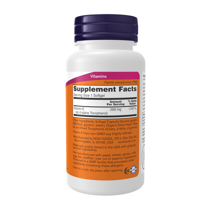 NOW Foods Supplements, Vitamin E-400 IU Mixed Tocopherols, Antioxidant Protection*, 100 Softgels
