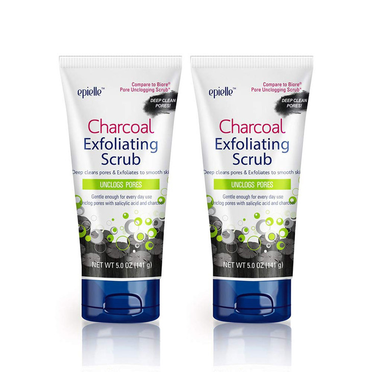 Epielle Charcoal Exfoliating Scrub 2Pk Unclogs Pores Deep Cleans Pores And Exfoliates To Smooth Skin